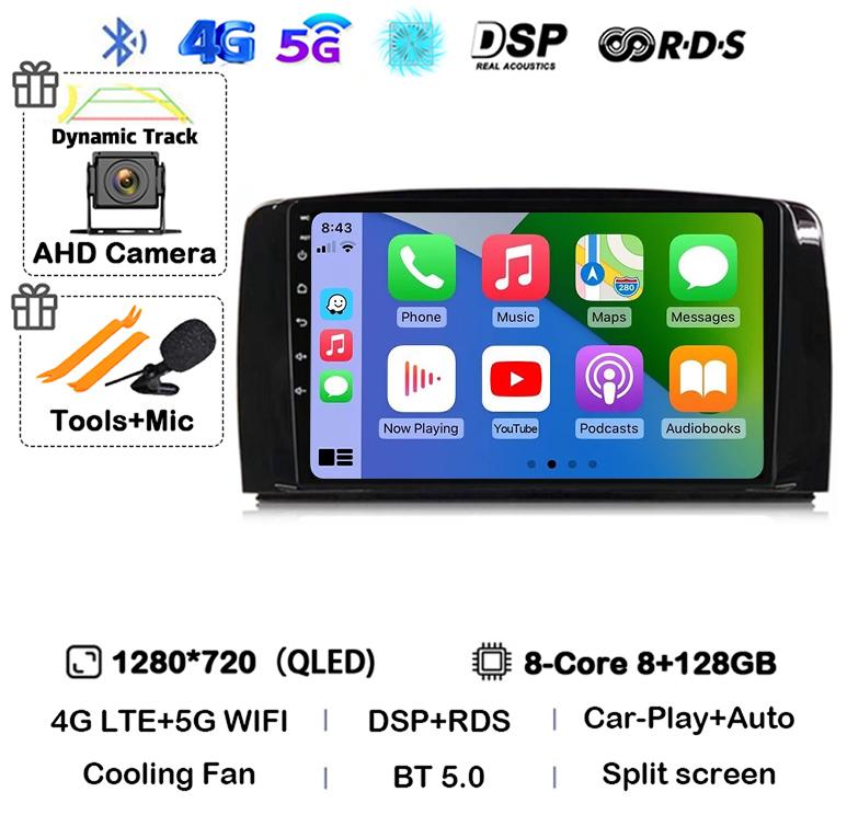 Android 14 Carplay для Mercedes Benz R-Class R Class W251 R280 R300 R320 2005-2017 Автомобильный Радио Мультимедиа Видео Плеер GPS Стерео