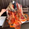 Silk Scarf for Women In Spring  Autumn and Winter  Middle-aged and Elderly Mothers Warm and Versatile  Super Large Scarf Literary Style Travel Scarf