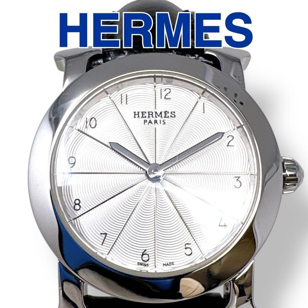 Б/у Hermes HERMES H Watch Rondo HR1.210 Светло-серебристый циферблат Кожаный ремешок Кварцевые женские часы