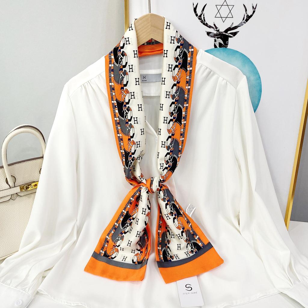 New Simulation Silk Long Scarf Fashionable Versatile Suit Double-Layer Scarf Decorative Bag Wrapped With Professional Scarf For Women