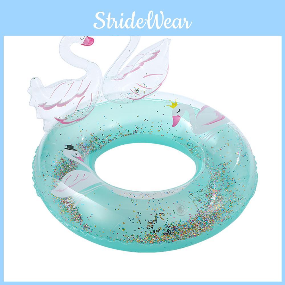 Cute Sparkling 3d Swan Swimming Ring For Children Thickened Underarm Ring Water Safety Ring