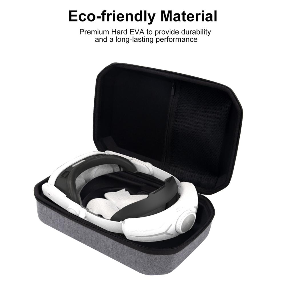 Жесткий чехол для переноски с крышкой для линз Водонепроницаемая дорожная сумка для хранения дома Сетчатый карман для VR-гарнитуры Meta Quest 3, игрового контроллера
