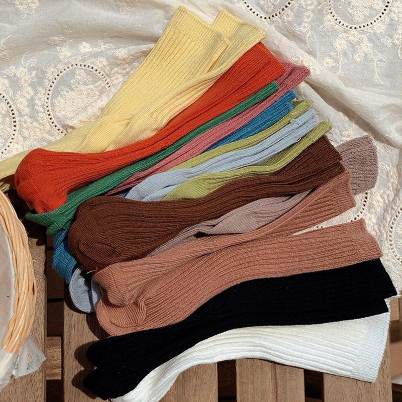 Детские носки, 5 пар однотонных детских носков средней длины