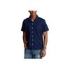 Polo Ralph Lauren Однотонная рубашка с вышивкой пони, свободного кроя, с коротким рукавом, мужская рубашка, темно-синяя, MNPOWOV1N820436-410