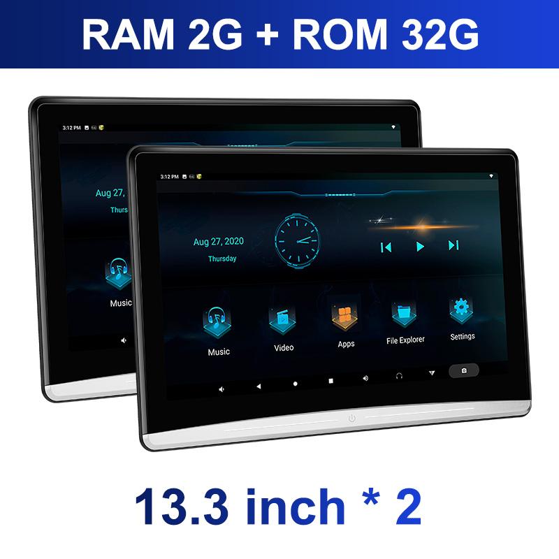 Автомобильный подголовник с телевизором, сенсорный экран 13,3 дюйма, Android 10.0, 4K, 1080P, WIFI, Bluetooth, USB, HDMI, Airplay, планшет, видеоплеер для фильмов