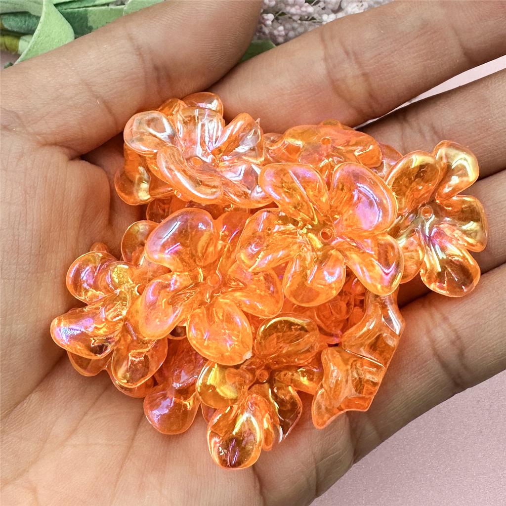 Hanmade Transparent DIY Handmade Materials 21.4*23.6mm Fashion Irregular Necklaces Jewelry Marking Acrylic UV Color Big Flower Beads 10pcs