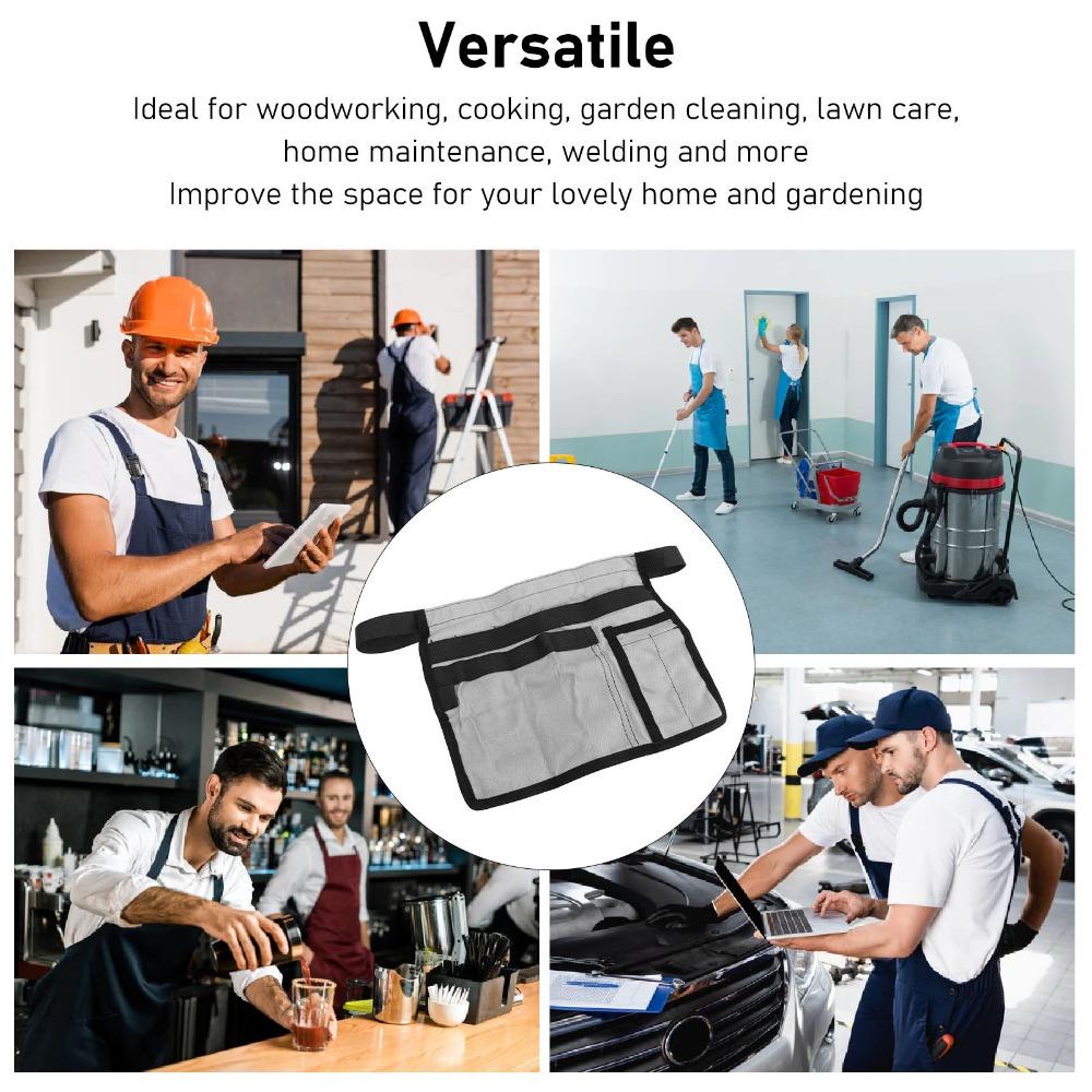 Heavy-Duty Tool Waist Apron Adjustable Strap Work Apron Belt Multi-Pocket Tool Pouch Outdoor Use
