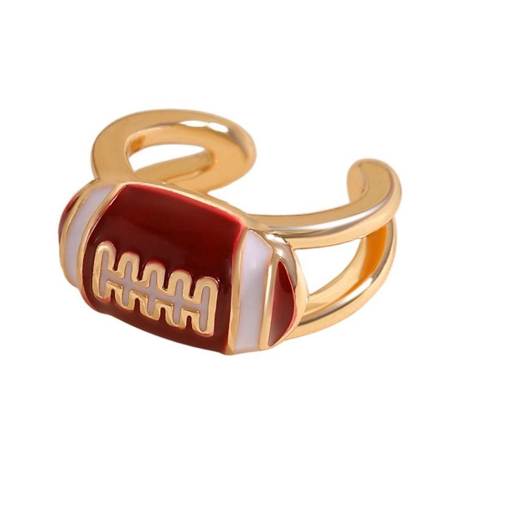 Colourful Adjustable Finger Ring Copper Sports Balls Shaped Open Rings Football Ear Clips Holiday