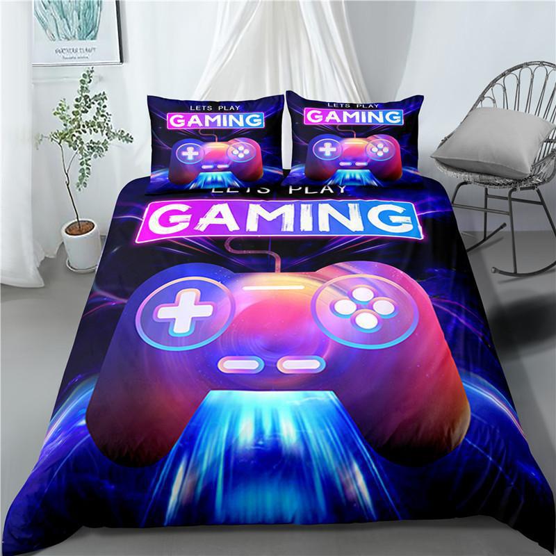 Gamepad Pattern Three-Piece Set Suitable For Boys And Girls Bedroom Decoration Duvet Set
