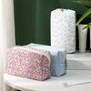 Floral Pattern Cosmetic Bag Dual Zipper Makeup Bag Portable Travel Toiletry Organizer for Daily Use Vacation Business Trip