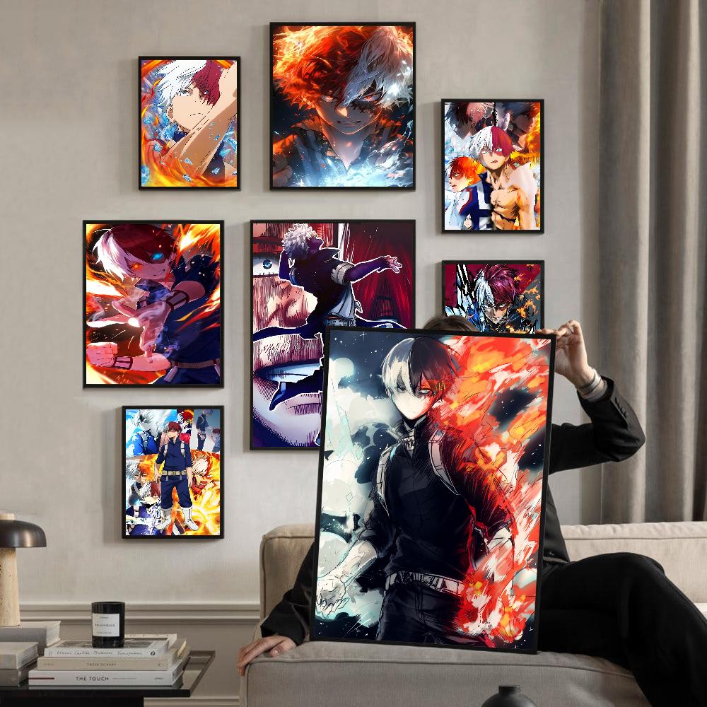 Hero Academia todoroki shouto Винтажные постеры Липкие печатные издания Постеры Художественные работы Постеры Наклейки на стену