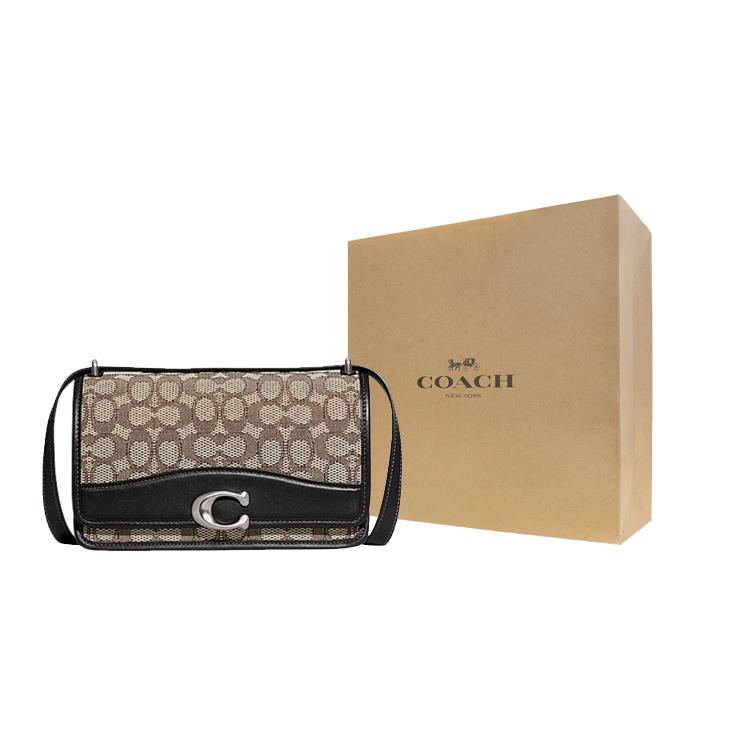 Новая маленькая квадратная сумка COACH Bandit из коровьей кожи с тканью, сумка через плечо, сумка на плечо, среднего размера, женская CD709-LHUW7