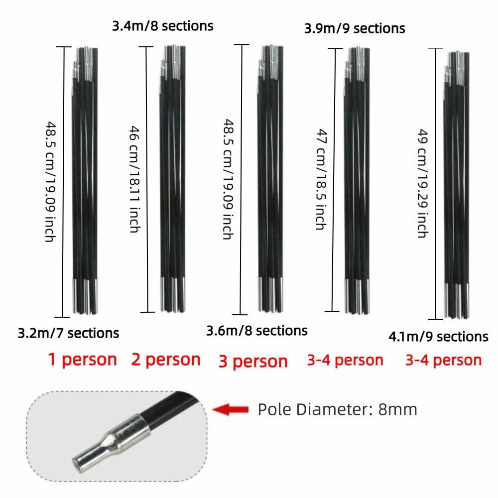 2Pcs Adjustable Camping Tent Poles Fiberglass Fiber Glass Pole Camping Repair Accessories Camping