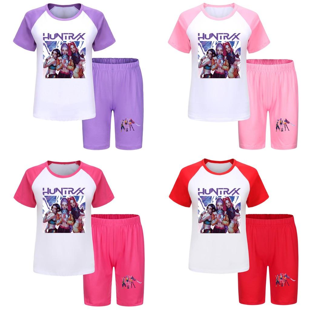 Kpop Demon Hunters Children Summer Shorts And T Shirt Set With Cotton Fabric For Active Kids