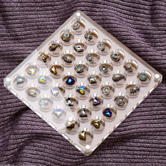 Подвеска для ногтей, коробка для хранения со стразами, с несколькими отделениями, прозрачная акриловая магнитная крышка, квадратная, прямоугольная, круглая, аксессуары для ювелирных изделий