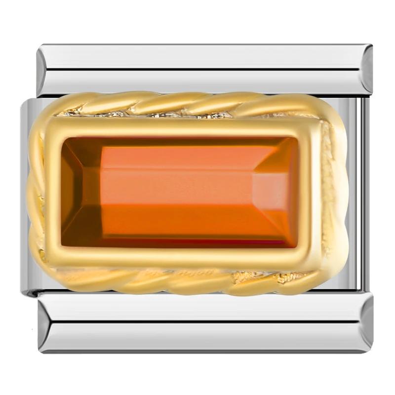 2023 Мода Сердце Эллиптический Прямоугольник CZ Шарм Итальянские Звенья Подходит Для Браслета 9 мм Из Нержавеющей Стали Изготовление Ювелирных Изделий DJ692