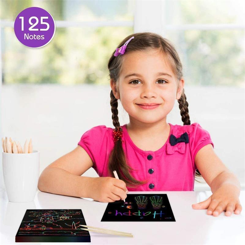 Набор бумаги для рисования царапанием - Радужные волшебные проявляющиеся карточки для детей от 3 лет (Вечеринка/Рождественский подарок)