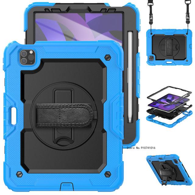 Противоударный чехол с подставкой для iPad Air 4 Air 5 10,9 2022, чехол-держатель для карандашей 10-го поколения + защитная пленка для экрана из ПЭТ + плечевой ремень