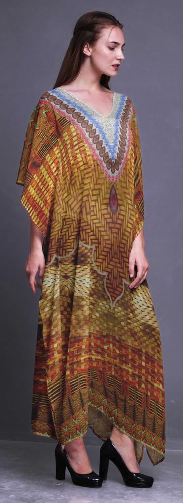 Phagun Кирпичи Геометрический Длинный Кафтан Макси Платье Пляжный Купальник Накидка Женский