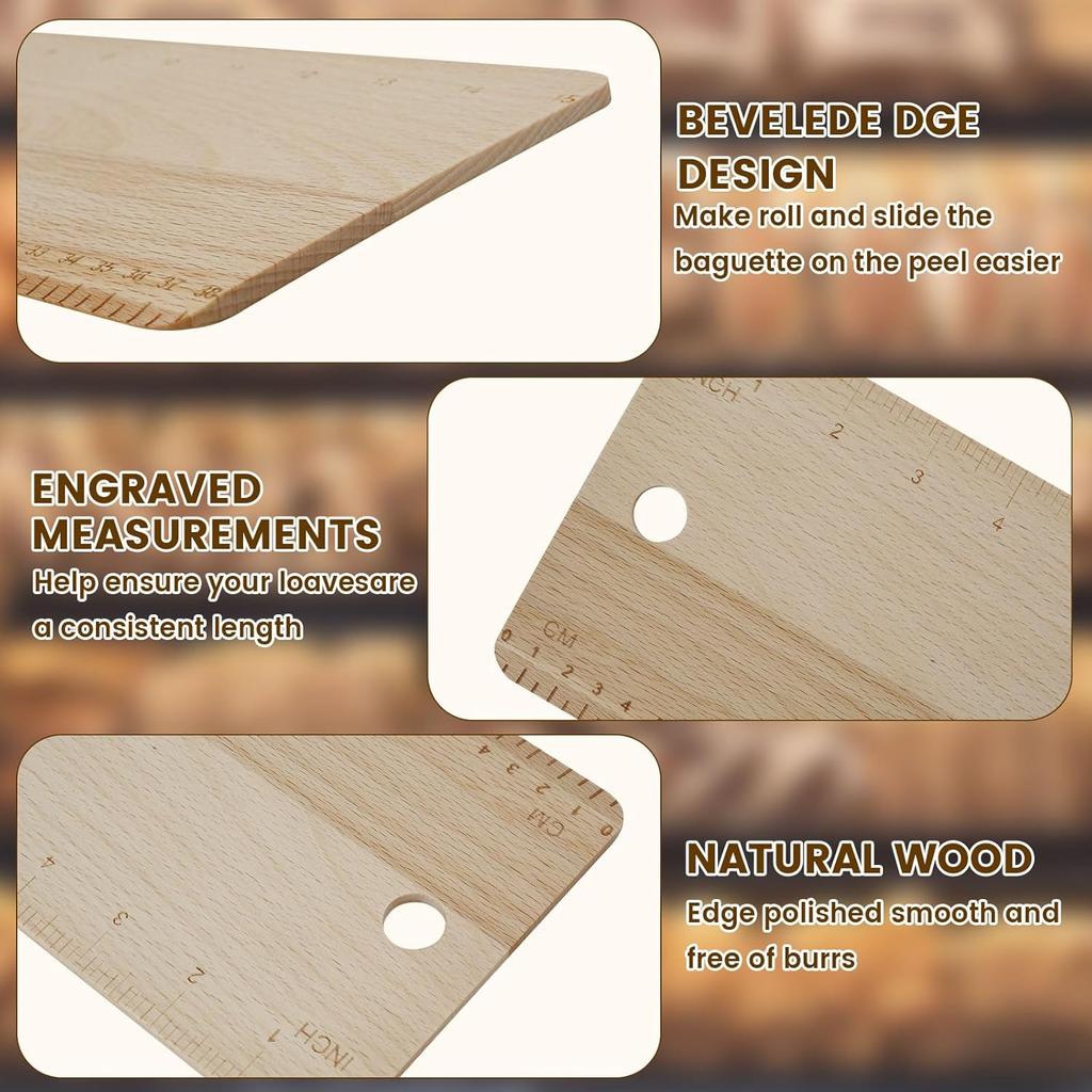 Premium Oversized Beech Wood Flipping Board for Baking of French Breads, Loaves and Ciabatta, Keep Dough in Shape