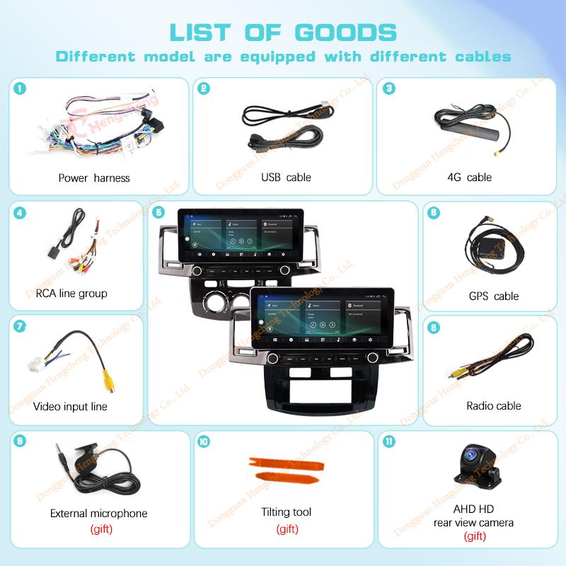 12.3" For Toyota Fortuner Hilux MT 2007-2015 Car Multimedia Player GPS Navigation Android12 8+128G 8Core CarPlay 4G 360Camera