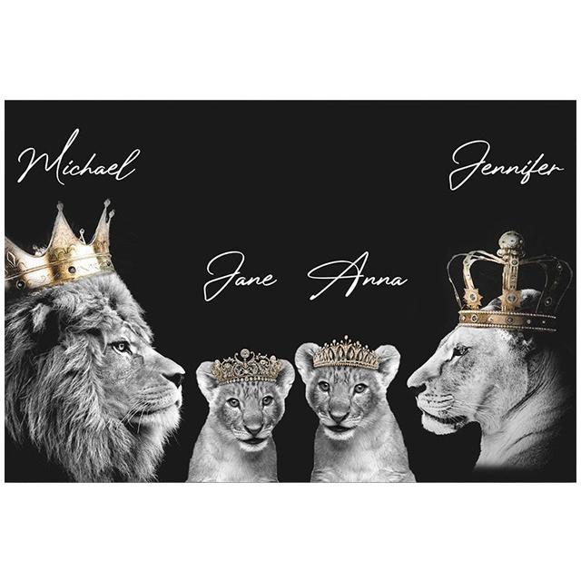Семья льва, Корона, принт, холст, картина, галерея, Настенный декор, постеры, абстрактные животные с автографом, черно-белые фотографии, подарок
