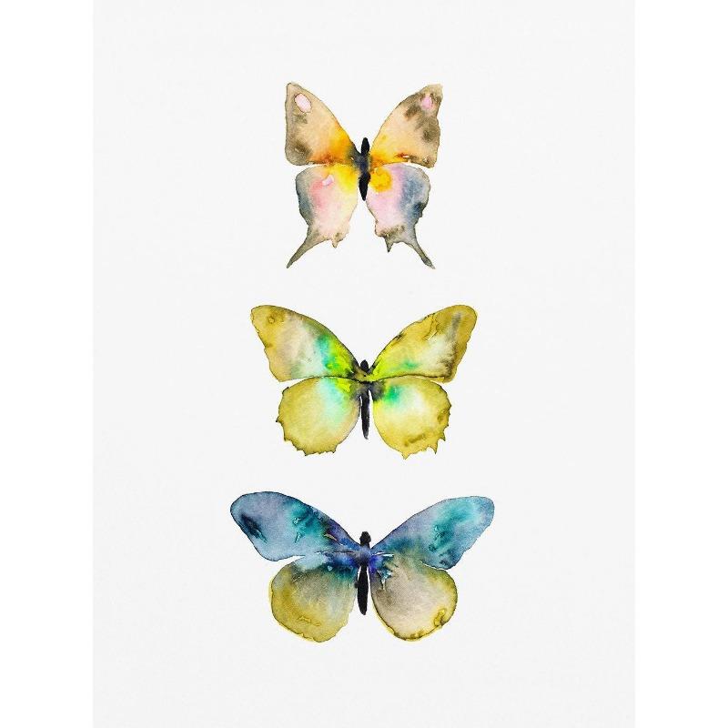 Акварельные насекомые бабочки мотыльки плакат печать пастель насекомое холст картина природа настенное искусство картина детская комната декор