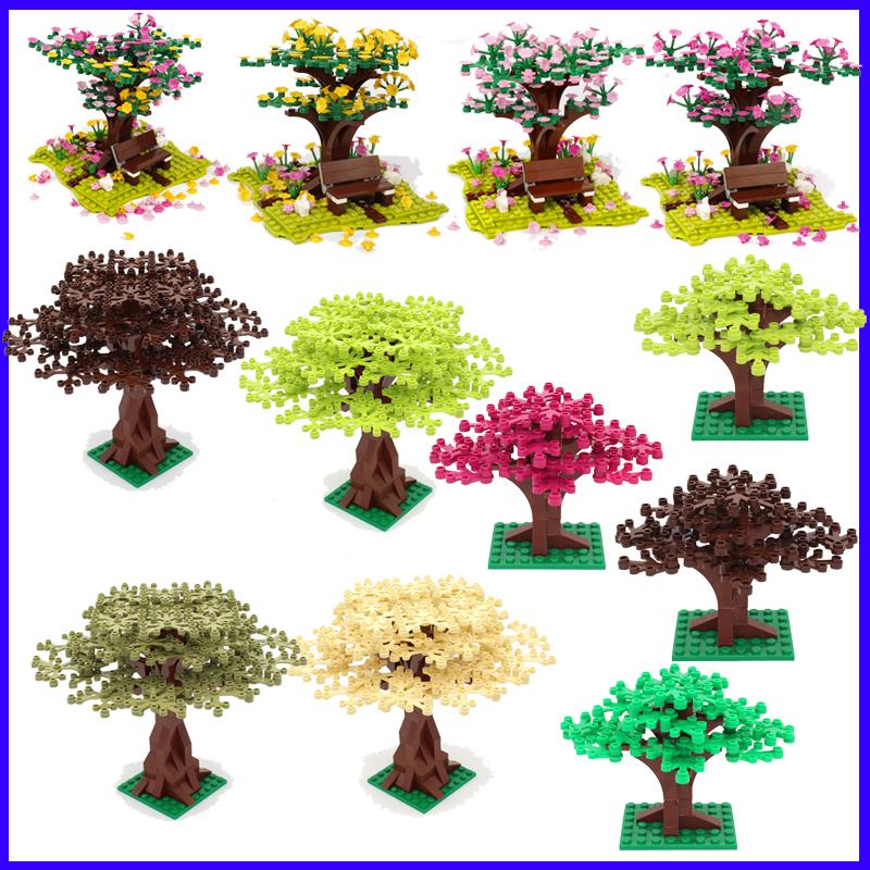 Street View Children's Toys Tree Stools Plants Toy Gifts Flowers Colorful tree Compatible MOC Accessories City Building Blocks Children's Park
