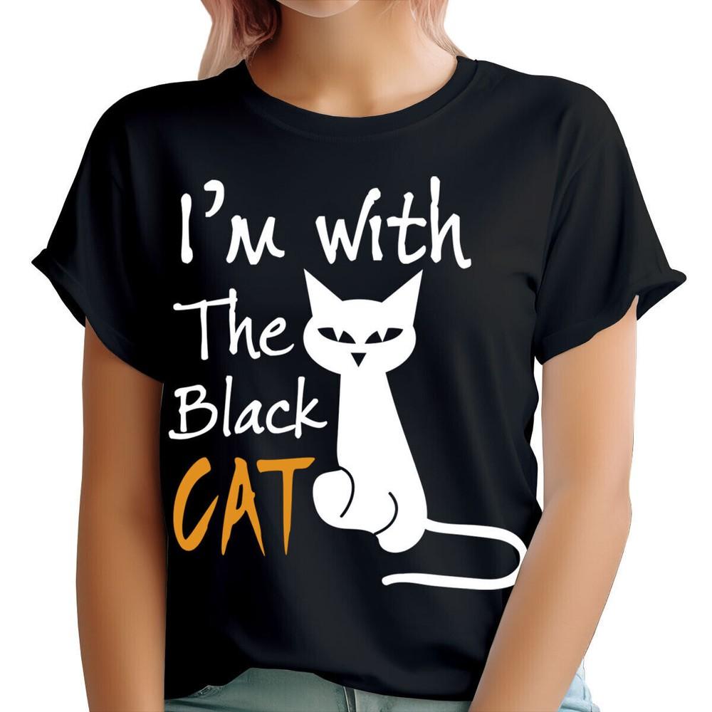 Im With The Cat Halloween Horror Scary Spooky Womens T-Shirts Top #TA-186