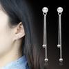 Pearl Tassel Long Women's Earline Earrings Silver Jewelry Simple Pearl Earrings