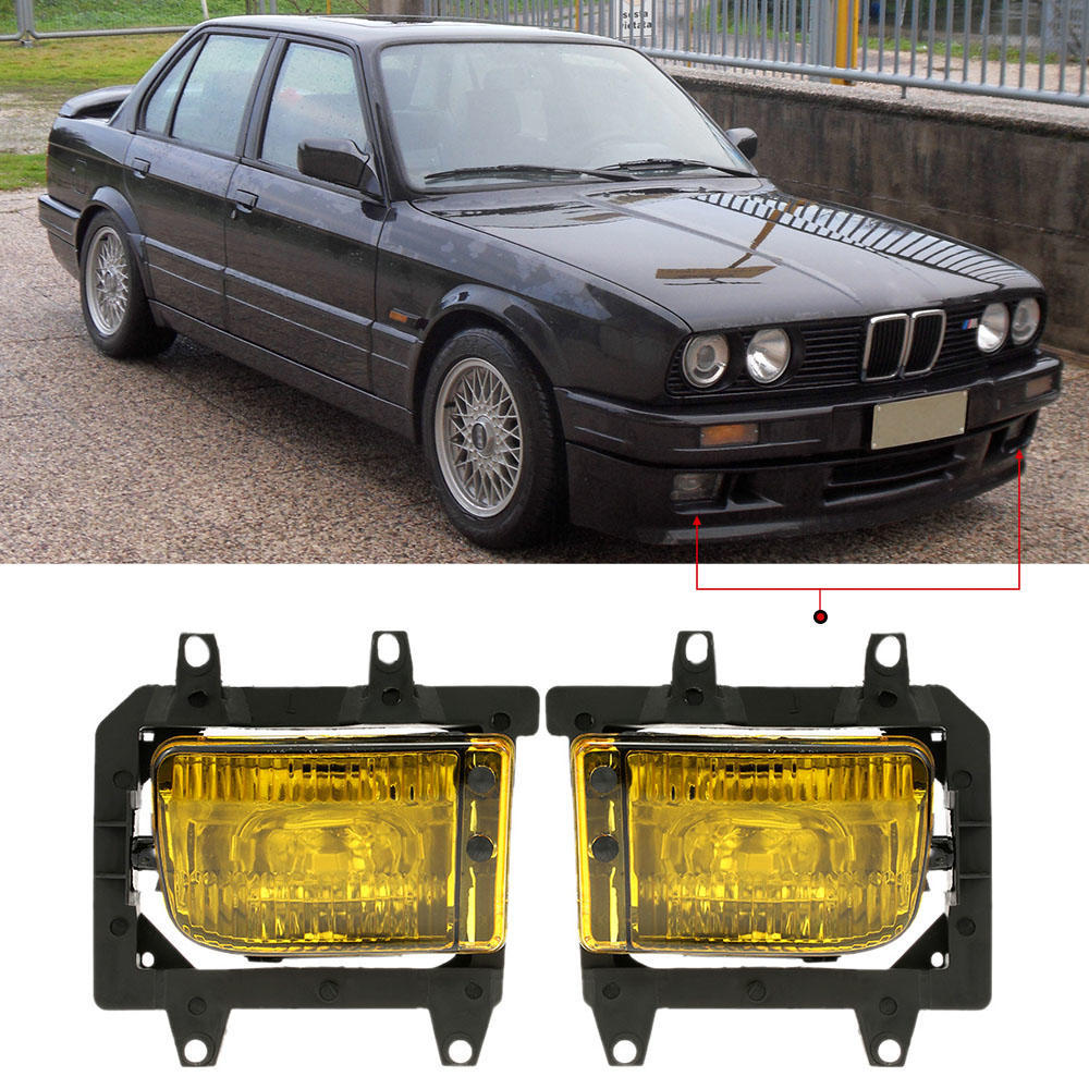 KKMOON 2pcs Left & Right Front Fog Light Transparent Plastic Lens Kit for BMW E30 3-Series 1985-1993