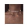 Women's Silver Color Stone Choker Waterway Necklace