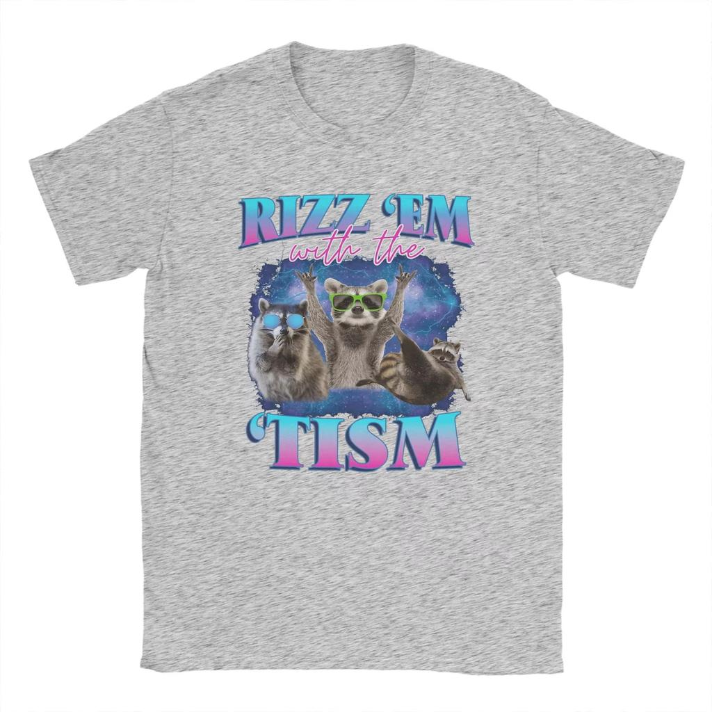 Ризз Эм с мемом «Тизм» Аутичный енот Смешная хлопковая футболка для мужчин Летние новинки Футболки Оверсайз На заказ Винтажная футболка