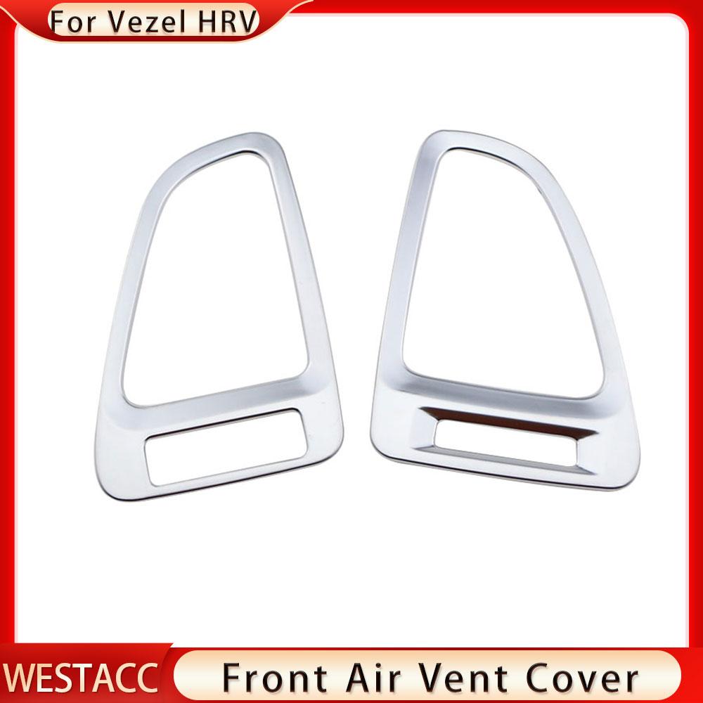 2 шт., хромированная передняя крышка автомобиля из АБС-пластика, накладка на вентиляционное отверстие для Honda Vezel HRV HR-V 2014-наклейка на выпускное отверстие для воздуха