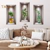 3Pcs/Set Wall Stickers Self Adhesive Screen Layout PVC Durable Vivid Flower Vase Wall Stickers Home Decor