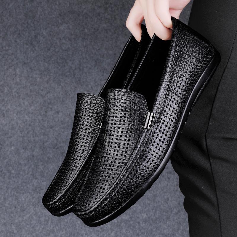 Модные дышащие мокасины из натуральной кожи, универсальные, модная мужская обувь, мужские повседневные мокасины, удобные, высококачественные, для вождения, лодочные туфли