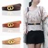 Women's High-End Gold Double D Waist Belt - Trendy Fashion PU Belt for Jeans
