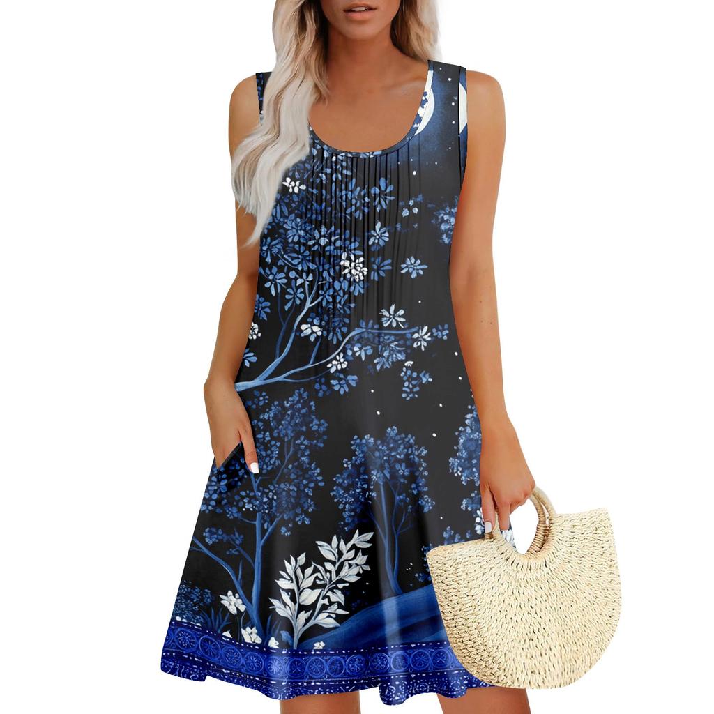 Женский повседневный сарафан с карманами, летнее пляжное платье в стиле бохо, праздничные платья для женщин, платья-майки