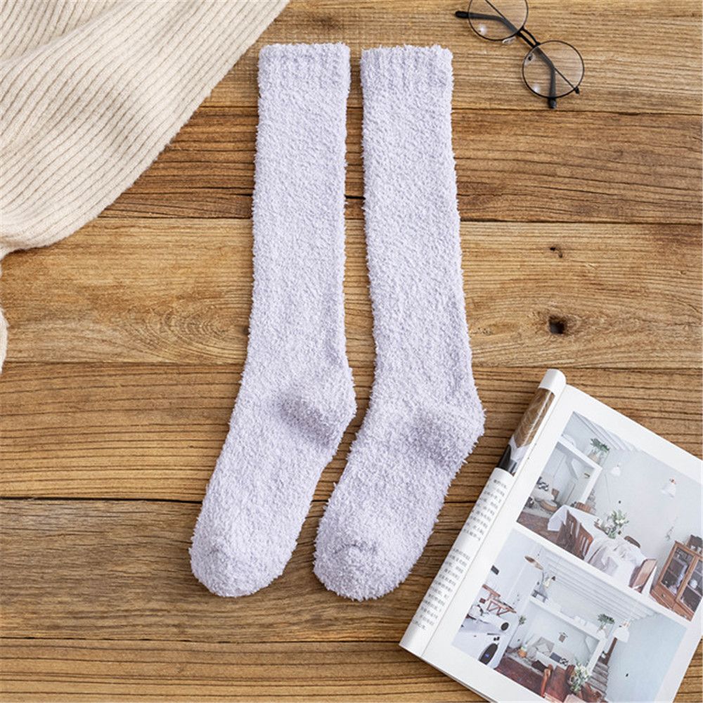Gift Pure Color Soft Thick Winter Warm Bed Floor Coral Velvet Socks Sleep Socks Fluffy Cosy