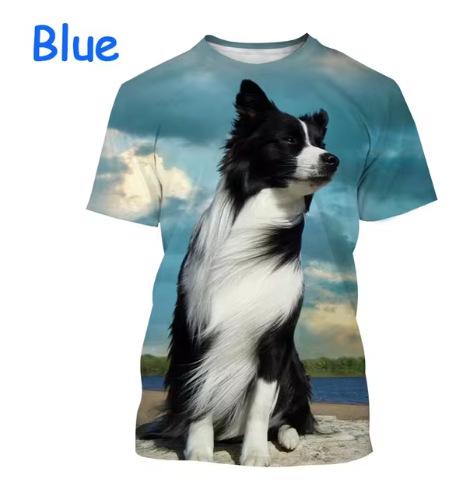 Border Collie 3D Printed T-Shirt Cute Puppy Printed O-Neck Short Sleeve T-Shirt Men Women Men
