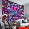 2D 80s Party Banner, Neon Boombox & Disco Ball Background