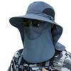 Outdoor Sunscreen Hat with Face Neck Cover And with Lace-Up Design Hollow Mesh Large Brim Anti-UV Sunlight Protection Outdoor Fishing Travel Cap