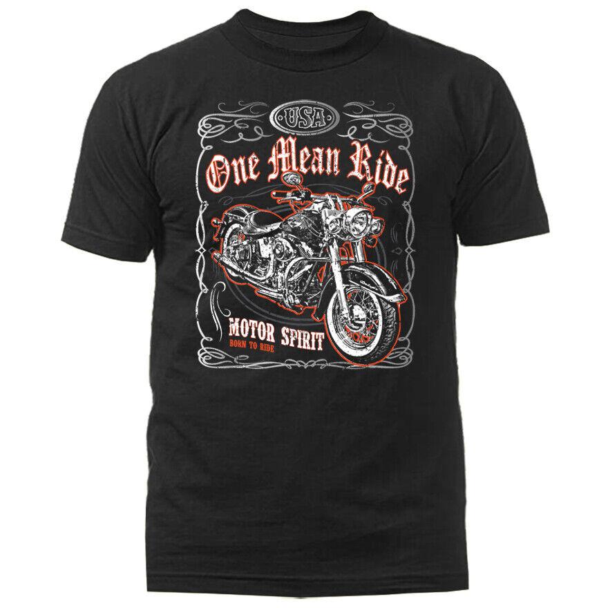 Футболка унисекс с рисунком мотоцикла One Mean Ride Biker