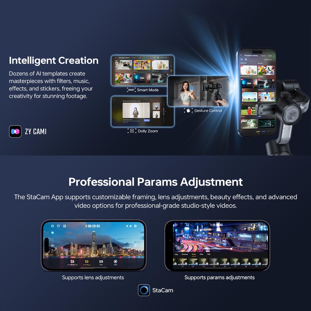 Zhiyun SMOOTH 5S AI ручной 3-осевой стабилизатор для телефона Vlog Gimbal Anti Shake Встроенный светодиод