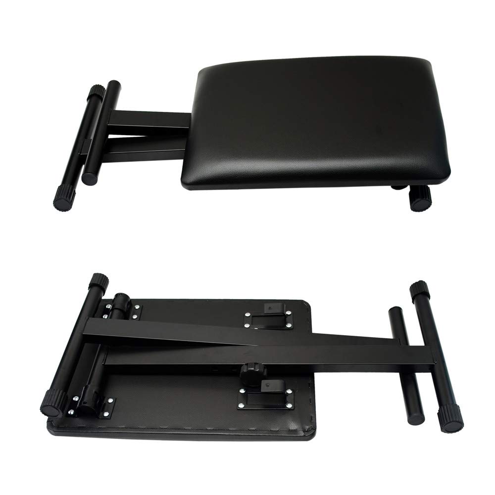 AKOZLIN Складной стул для фортепиано в форме буквы X, скамейка для клавиатуры с 3 уровнями регулировки высоты, стул для фортепиано, стул для клавиатуры, скамейка для клавиатуры, черный, ширина 40 x