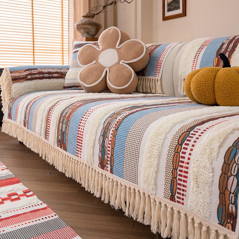 Универсальный чехол на диван из толстого льна «Четыре сезона», устойчивый к царапинам от кошек, протектор для дивана для мебели Airbnb