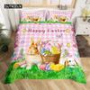 Пододеяльник с пасхальными яйцами и гномами, бабочками и цветами тюльпанов, комплект постельного белья из микрофибры, радуга, деревянная планка, кавайный гном, чехол для одеяла