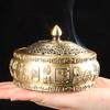 Pure Copper Burner Carving Relief Design Hundred Fu Temple Offering for Indoor Decoration Mosquito Repellent Incense Coil Censer