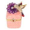 Bird Figurine Jewelry Box Hand Painted Decorative Metal Mini Hinged Jewelry Holder for Rings