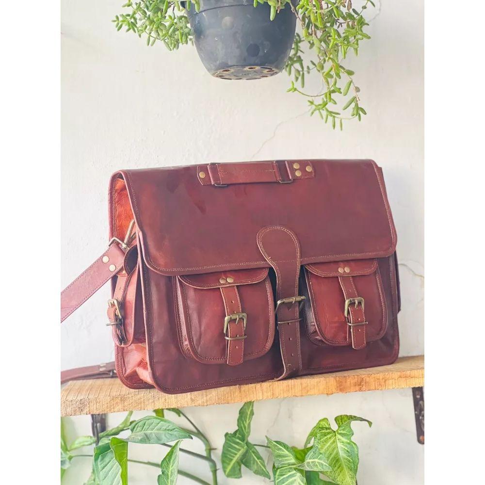 Новая сумка-мессенджер из козьей кожи через плечо, коричневая сумка ручной работы из козьей кожи ( Бесплатная черная сумка-слинг, размер - 9 x 7 x 3 дюйма )